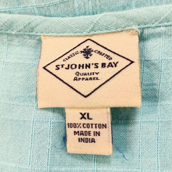 St. John's Bay Baby Doll Tunic 100% Cotton Gausy Tassel Tie Embroidered Blue XL. - Picture 2 of 10